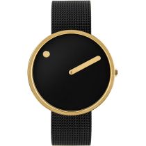 PICTO 43387-1020 Unisex Uhr Black and Gold 40mm 5ATM