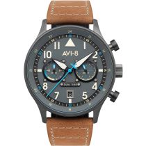 AVI-8 AV-4088-04 Carey Dual Time Herrenuhr 44mm 5ATM