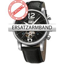 Perigaum Ersatzband Leder P-1111 schwarz silberne Schliesse 24 mm