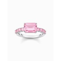 Thomas Sabo TR2451-051-9-54 Silberner Solitärring mit pinkfarbenen Steinen Damen