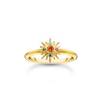 Thomas Sabo TR2458-488-7-56 Vergoldeter Ring mit Sonne und bunten Steinen Damen