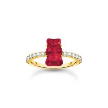 Thomas Sabo TR2459-414-10-54 Goldener Ring mit rotem Goldbären Damen