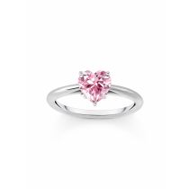 Thomas Sabo TR2476-051-9-56 Silberner Ring mit Pinkfarbenem Stein in Herzform Damen